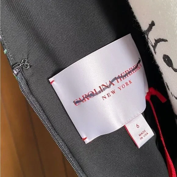 Carolina Herrera Metallic Floral Jacquard A-Line Dress size 6 - Picture 13 of 14